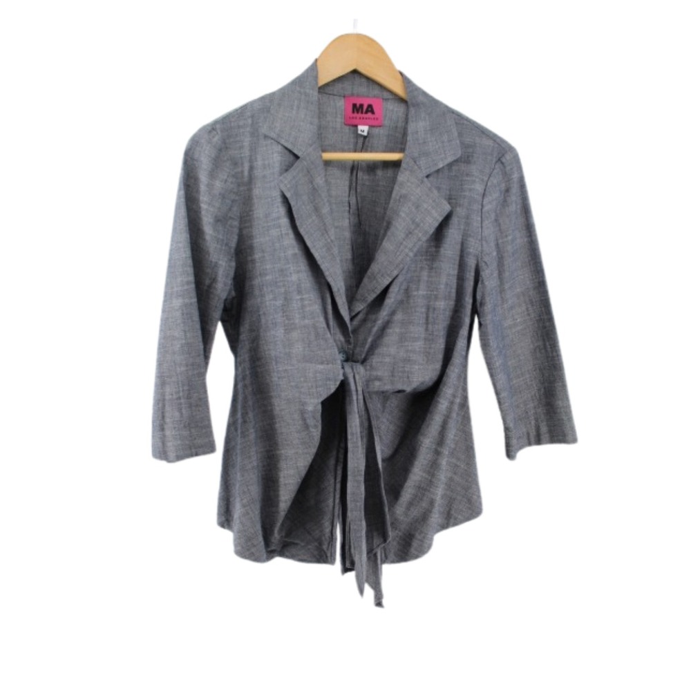Maternal America Gray Tie Front Blouse Womens M Long Sleeve‎ Maternity